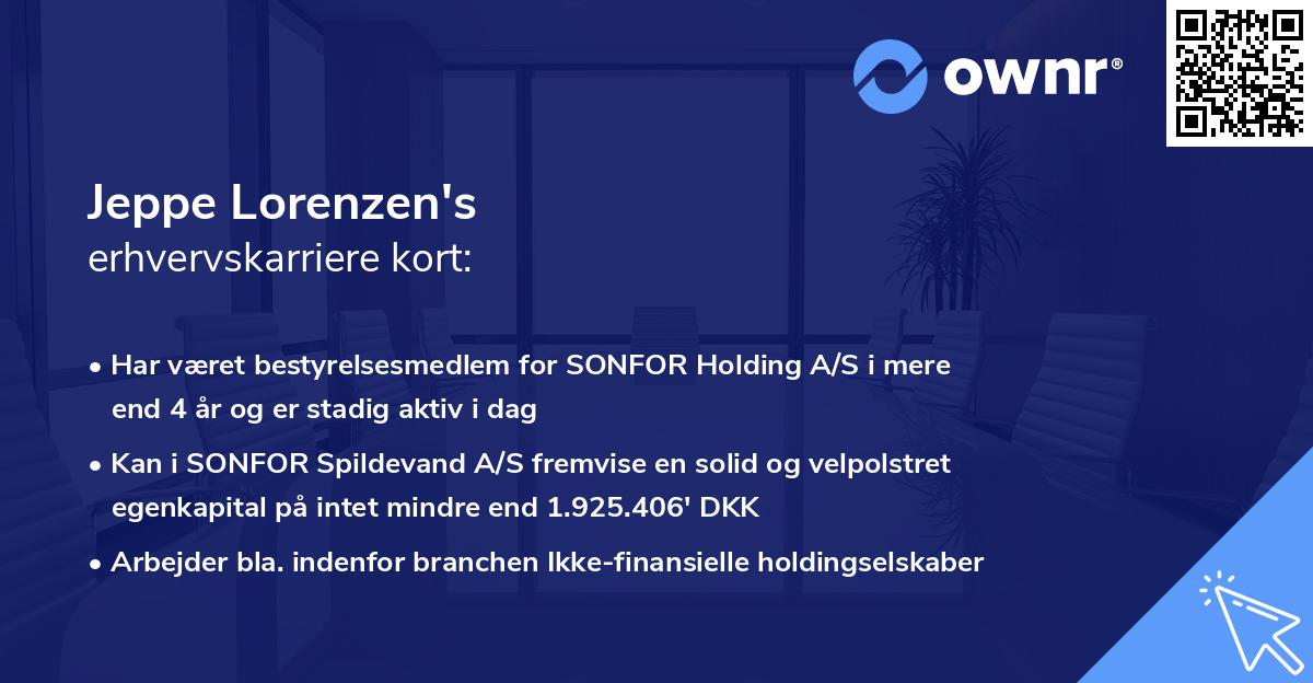 Jeppe Lorenzen's erhvervskarriere kort