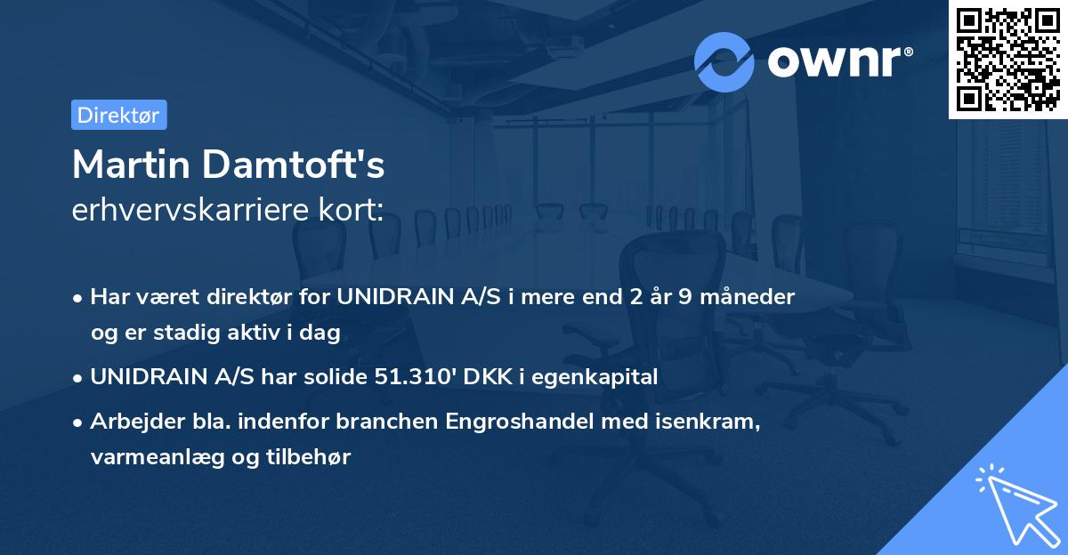 Martin Damtoft's erhvervskarriere kort