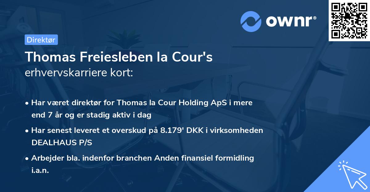Thomas Freiesleben la Cour's erhvervskarriere kort