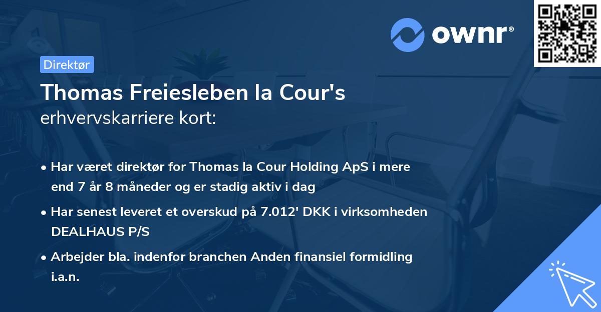 Thomas Freiesleben la Cour's erhvervskarriere kort