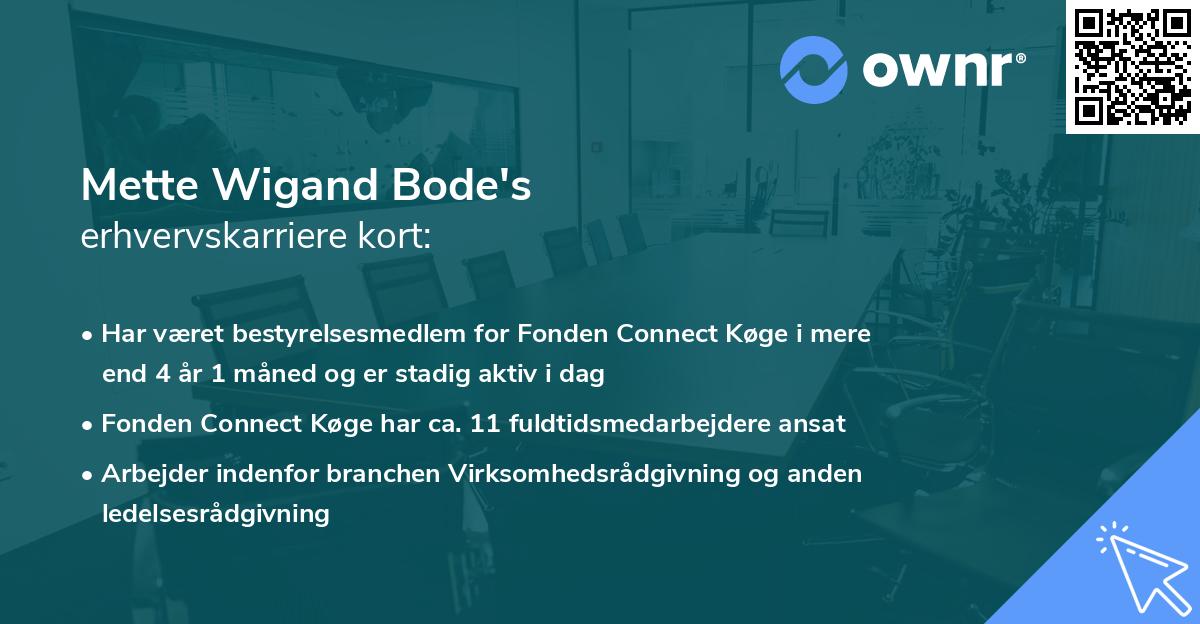Mette Wigand Bode's erhvervskarriere kort