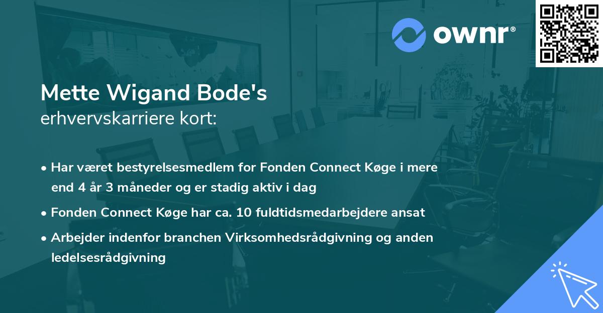 Mette Wigand Bode's erhvervskarriere kort