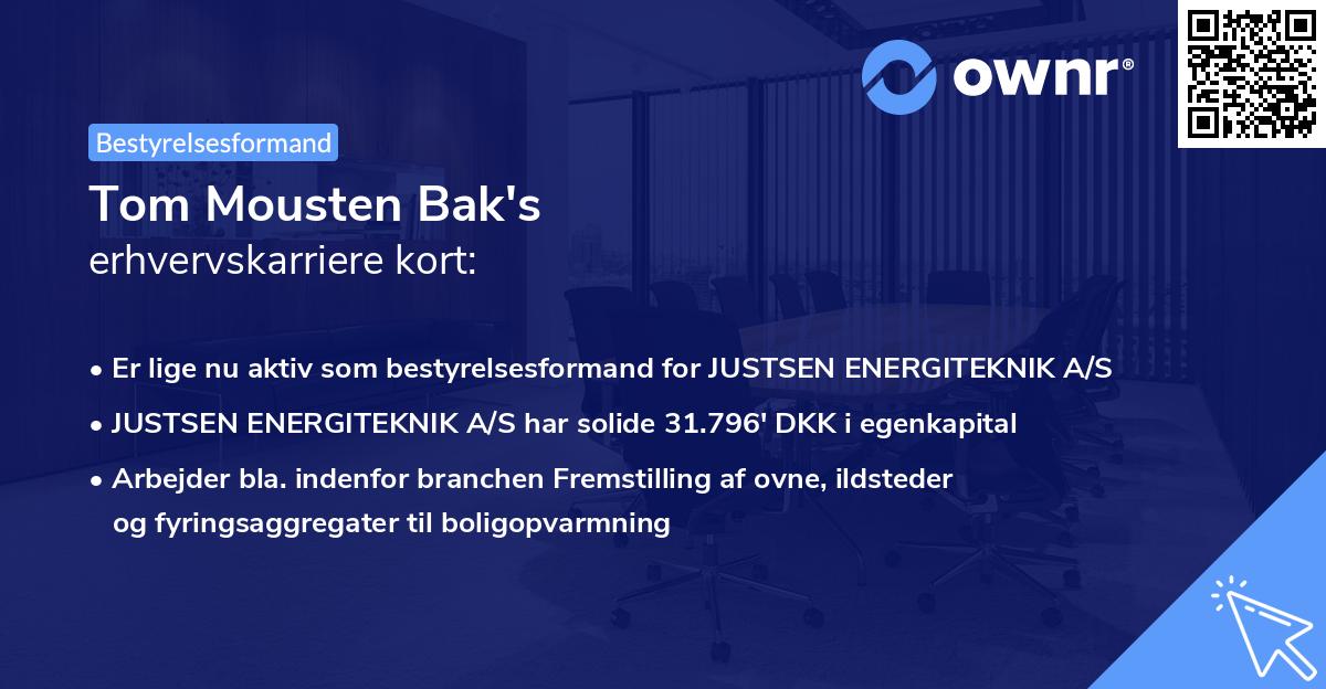 Tom Mousten Bak's erhvervskarriere kort