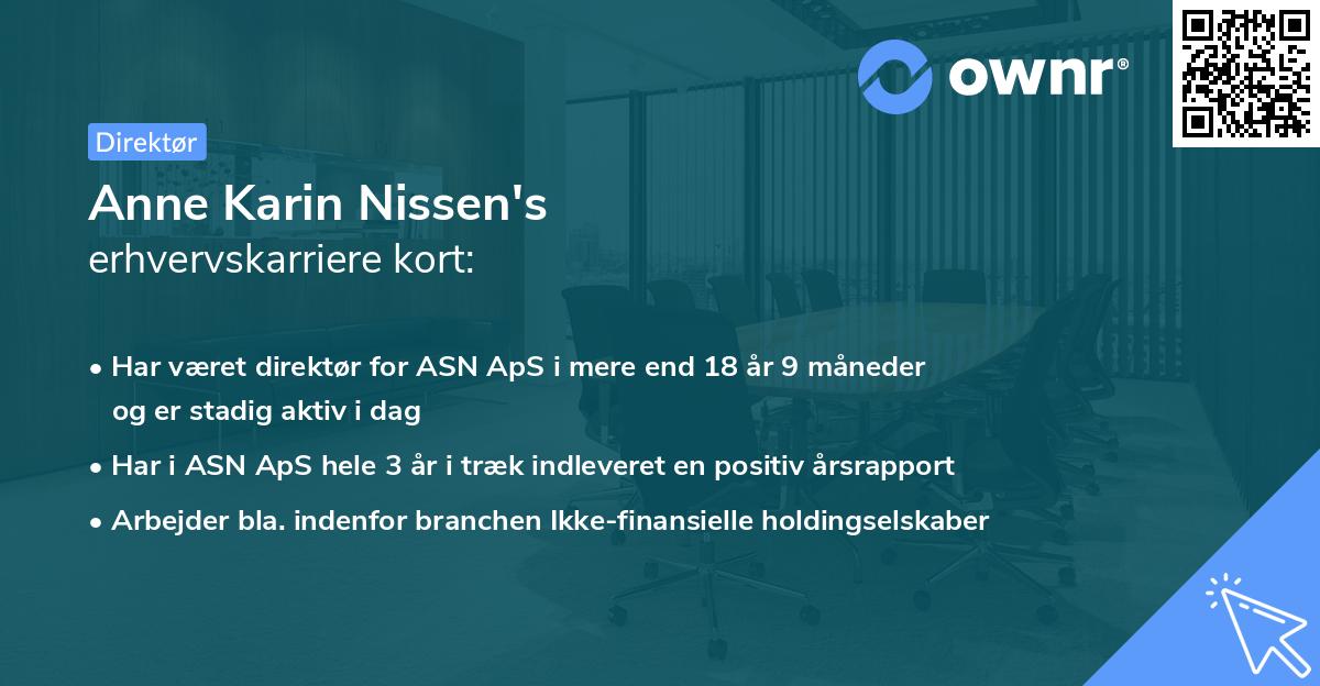 Anne Karin Nissen's erhvervskarriere kort