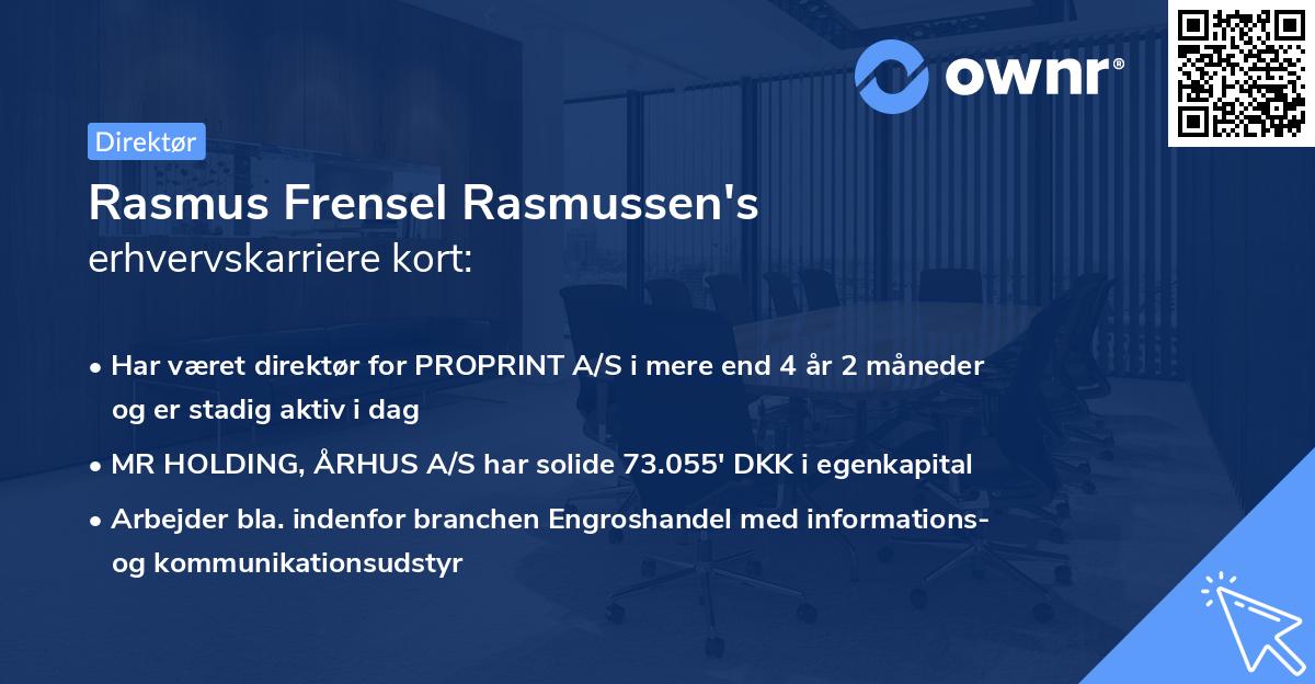 Rasmus Frensel Rasmussen's erhvervskarriere kort