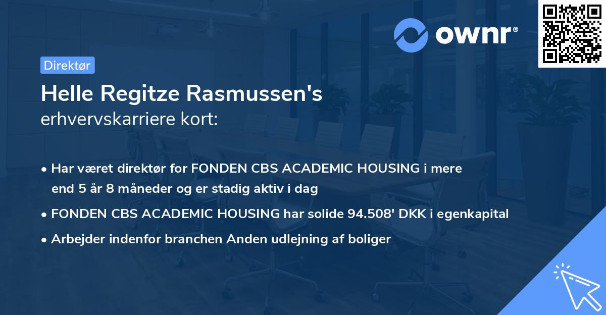 Helle Regitze Rasmussen's erhvervskarriere kort