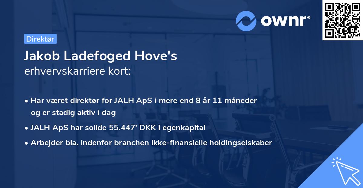 Jakob Ladefoged Hove's erhvervskarriere kort