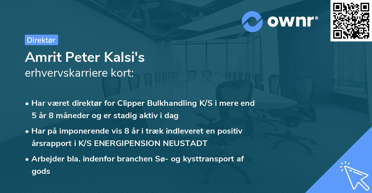 Amrit Peter Kalsi's erhvervskarriere kort