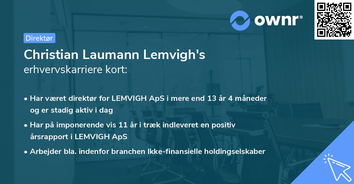 Christian Laumann Lemvigh's erhvervskarriere kort