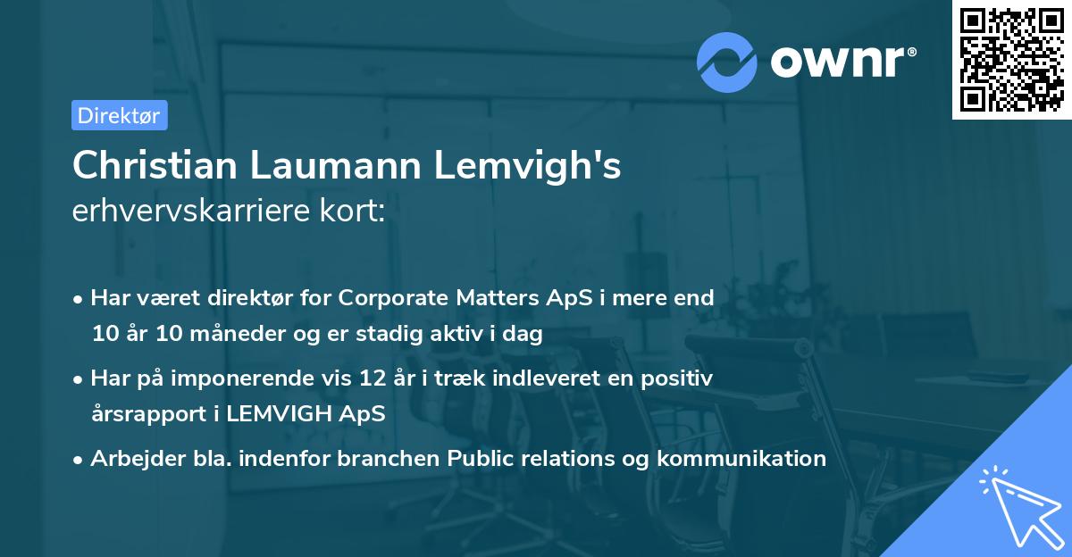 Christian Laumann Lemvigh's erhvervskarriere kort