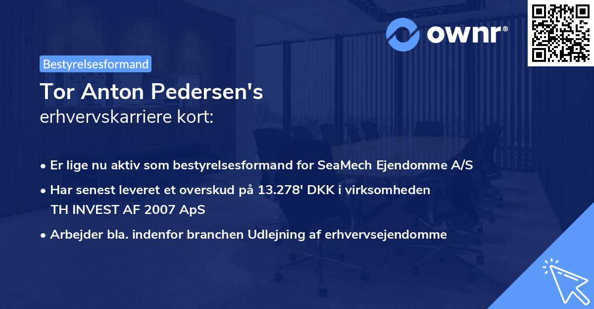 Tor Anton Pedersen's erhvervskarriere kort