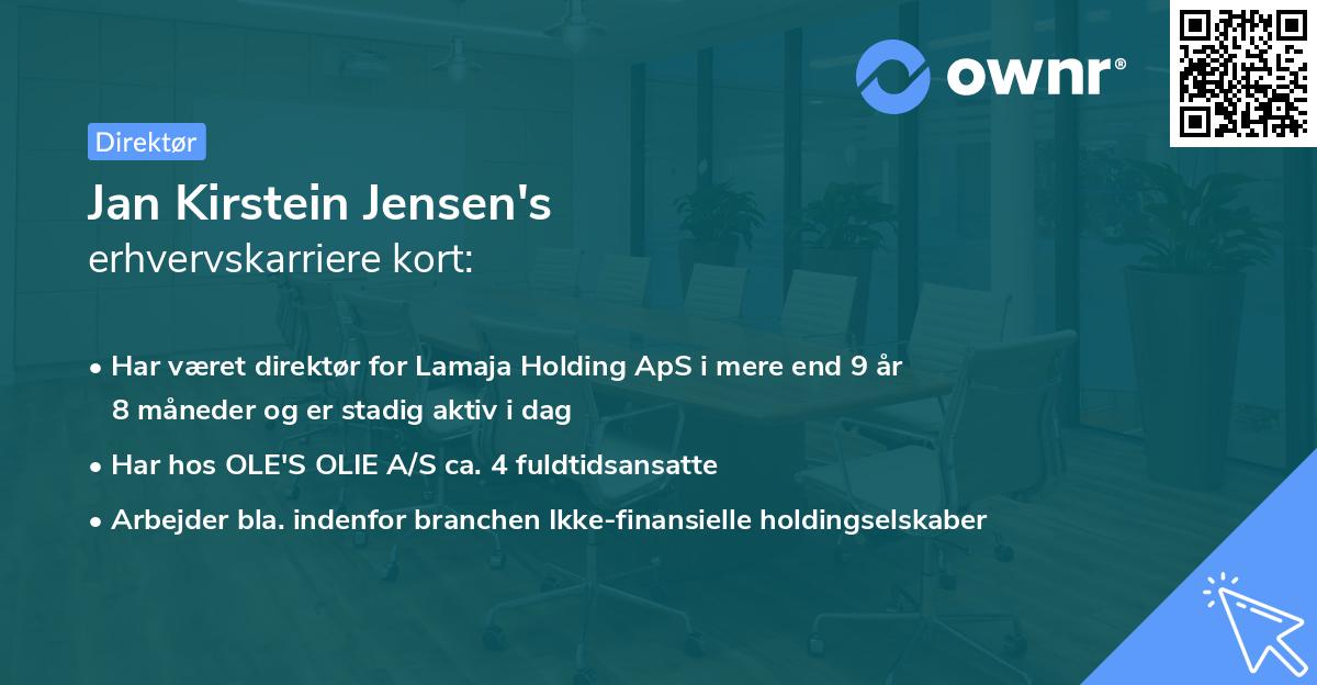 Jan Kirstein Jensen's erhvervskarriere kort