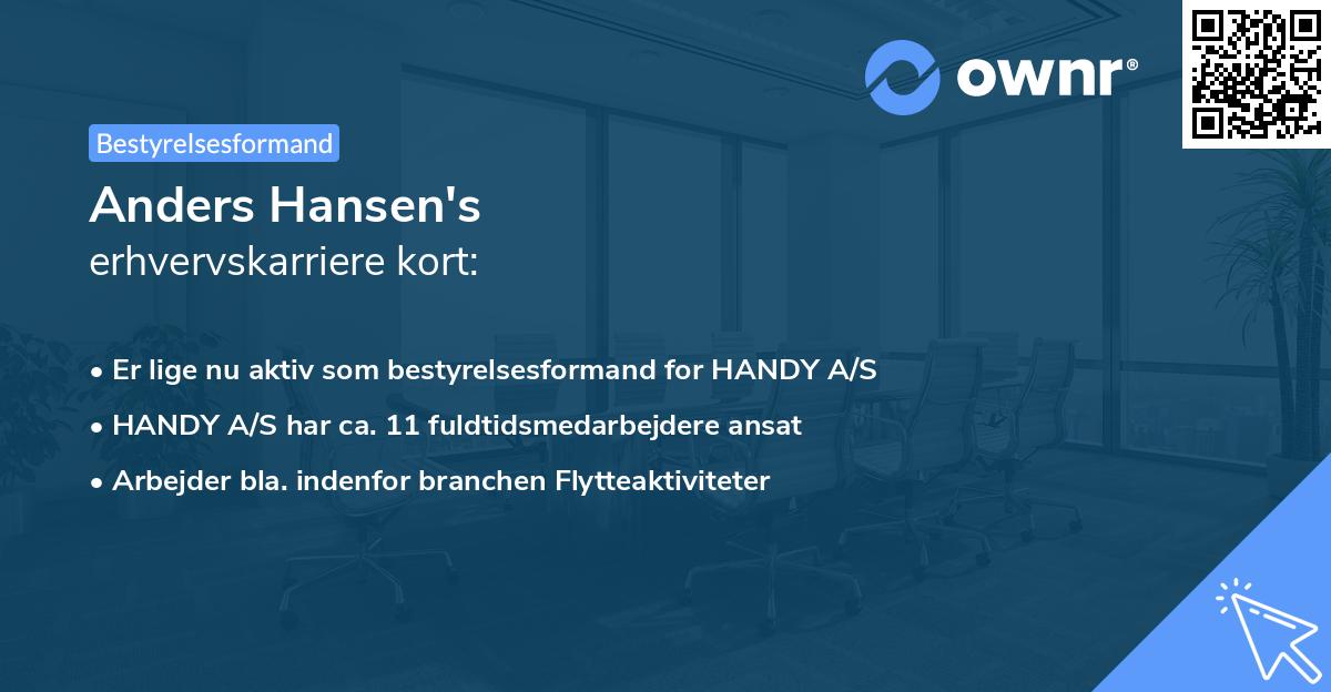 Anders Hansen's erhvervskarriere kort