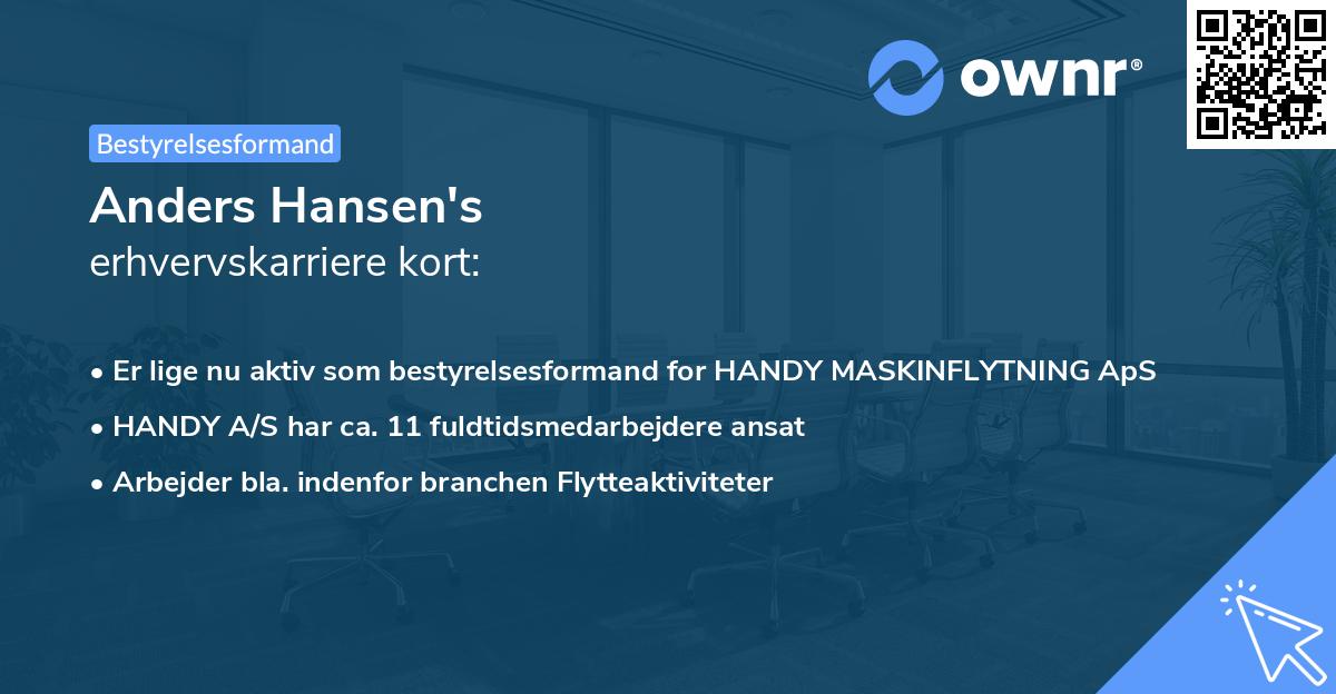 Anders Hansen's erhvervskarriere kort