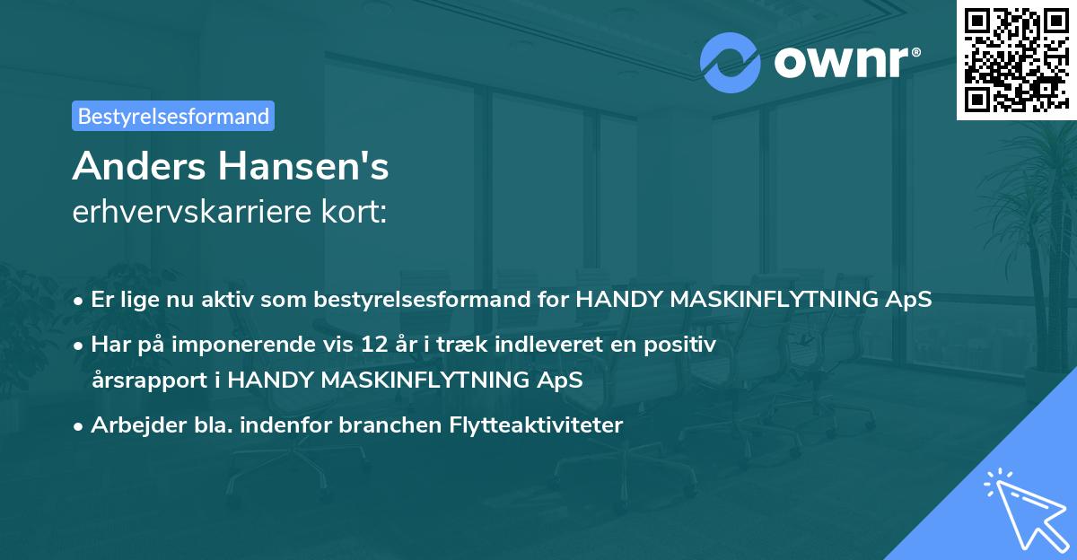 Anders Hansen's erhvervskarriere kort