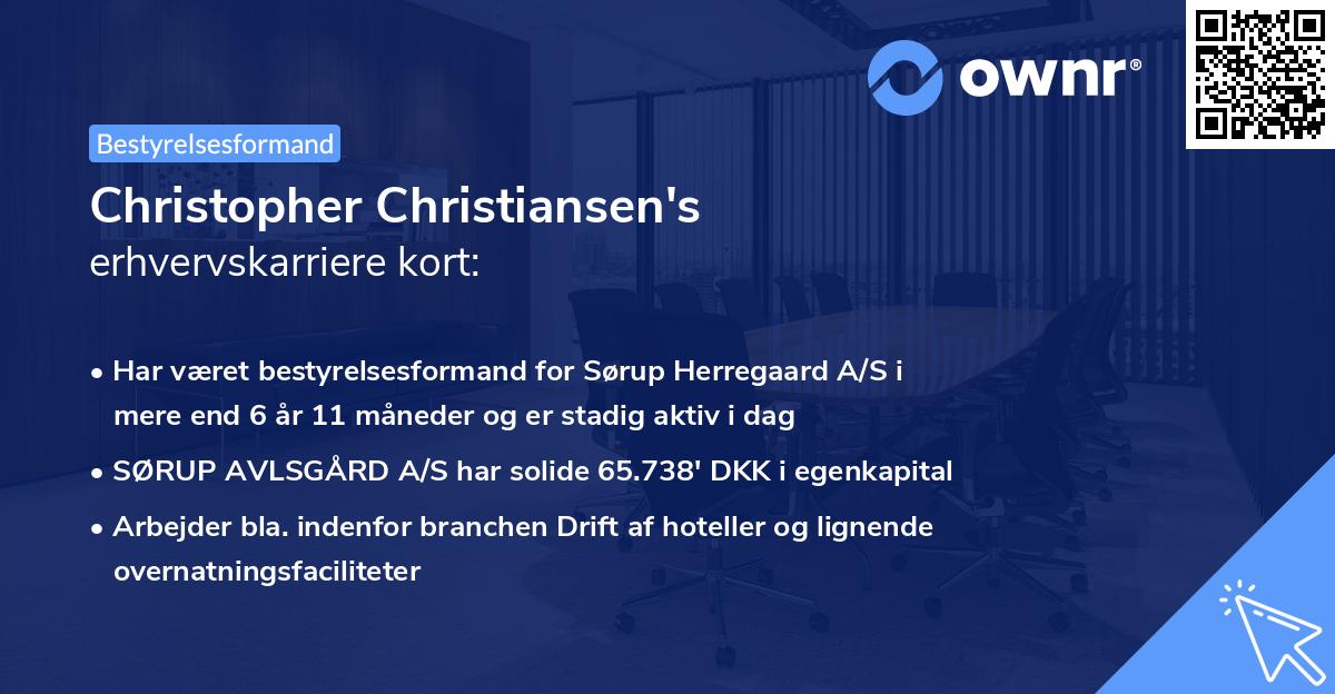 Christopher Christiansen's erhvervskarriere kort