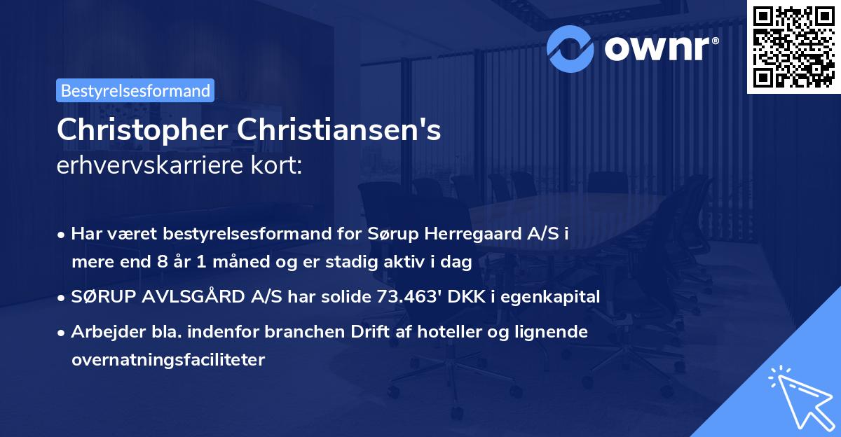 Christopher Christiansen's erhvervskarriere kort