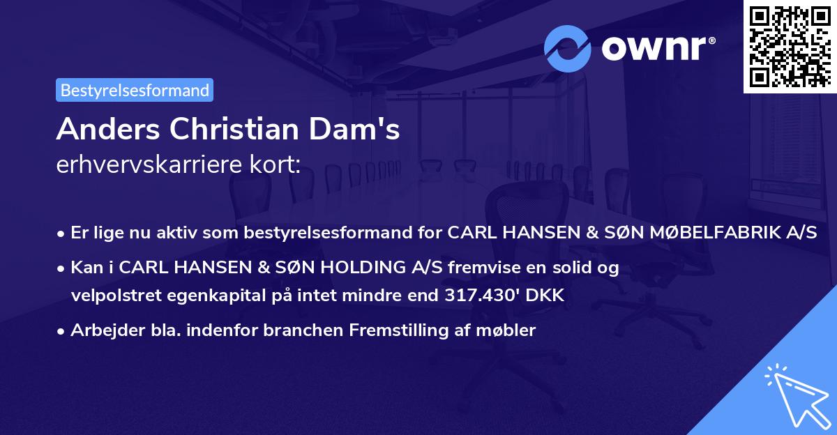 Anders Christian Dam's erhvervskarriere kort