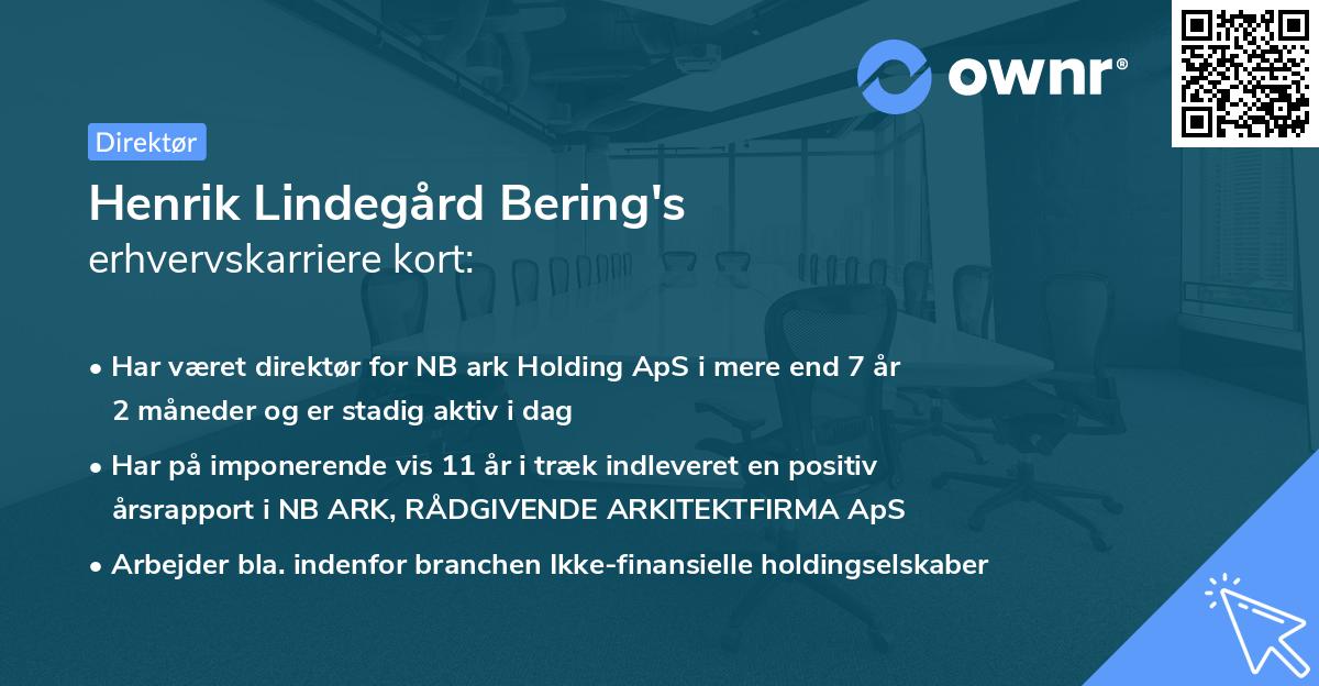 Henrik Lindegård Bering's erhvervskarriere kort
