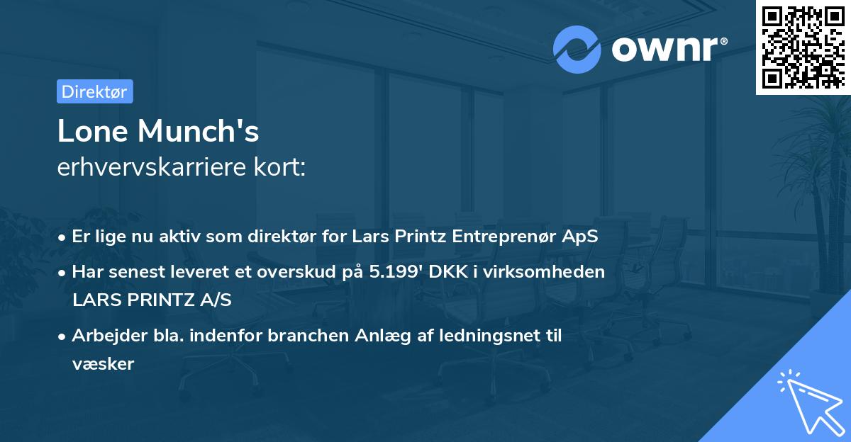 Lone Munch's erhvervskarriere kort