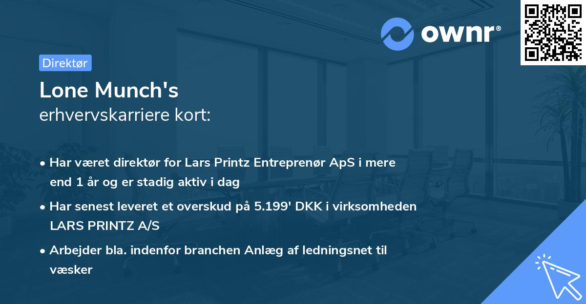 Lone Munch's erhvervskarriere kort