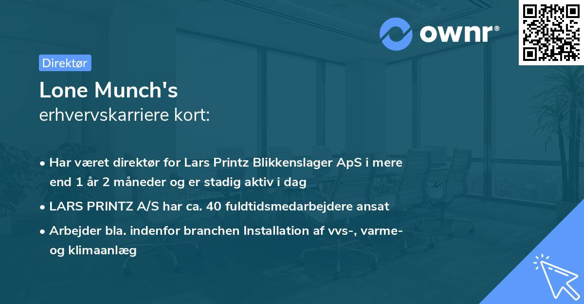Lone Munch's erhvervskarriere kort