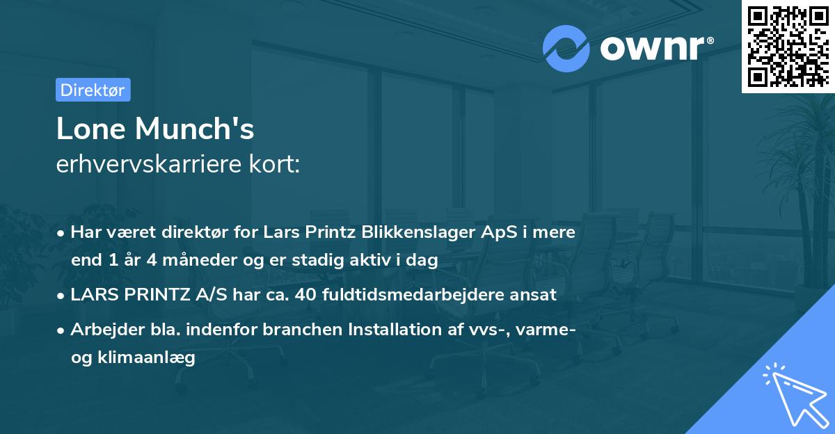 Lone Munch's erhvervskarriere kort