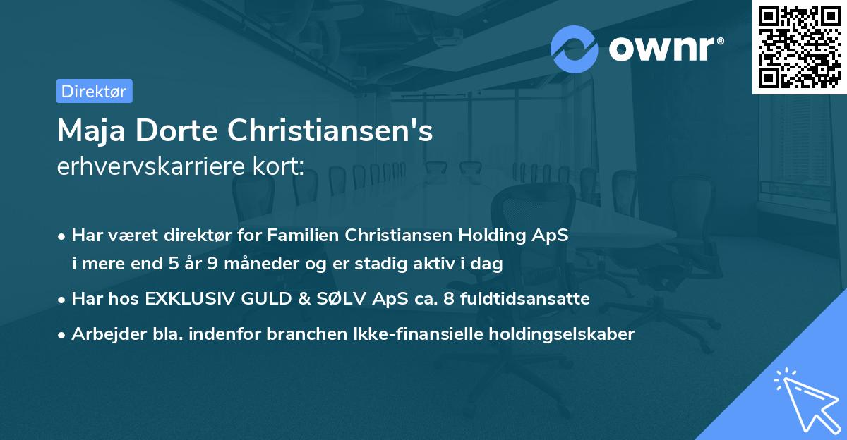 Maja Dorte Christiansen's erhvervskarriere kort