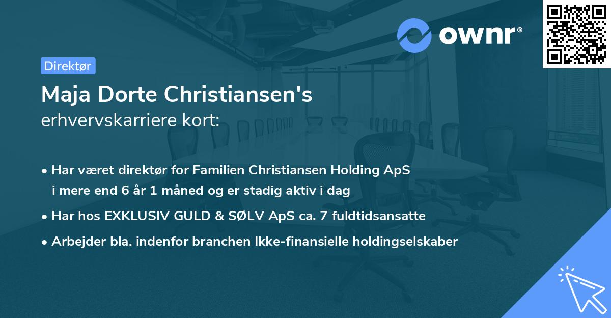 Maja Dorte Christiansen's erhvervskarriere kort