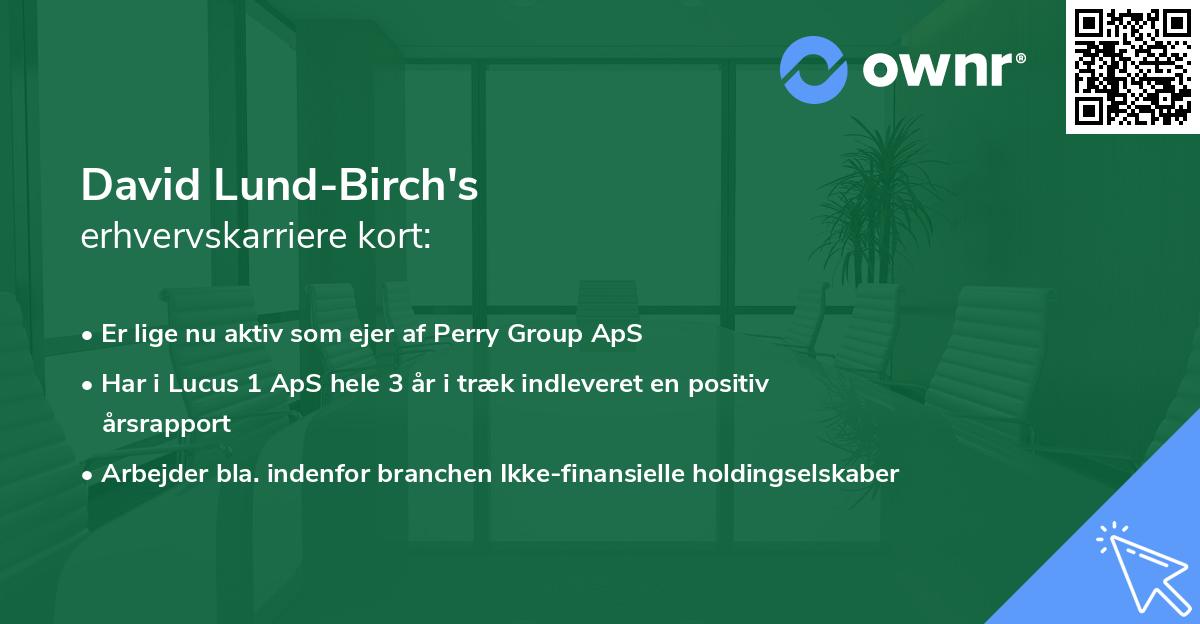 David Lund-Birch's erhvervskarriere kort