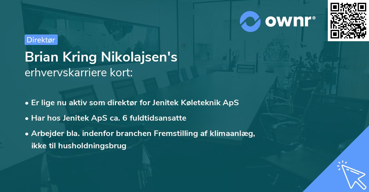 Brian Kring Nikolajsen's erhvervskarriere kort