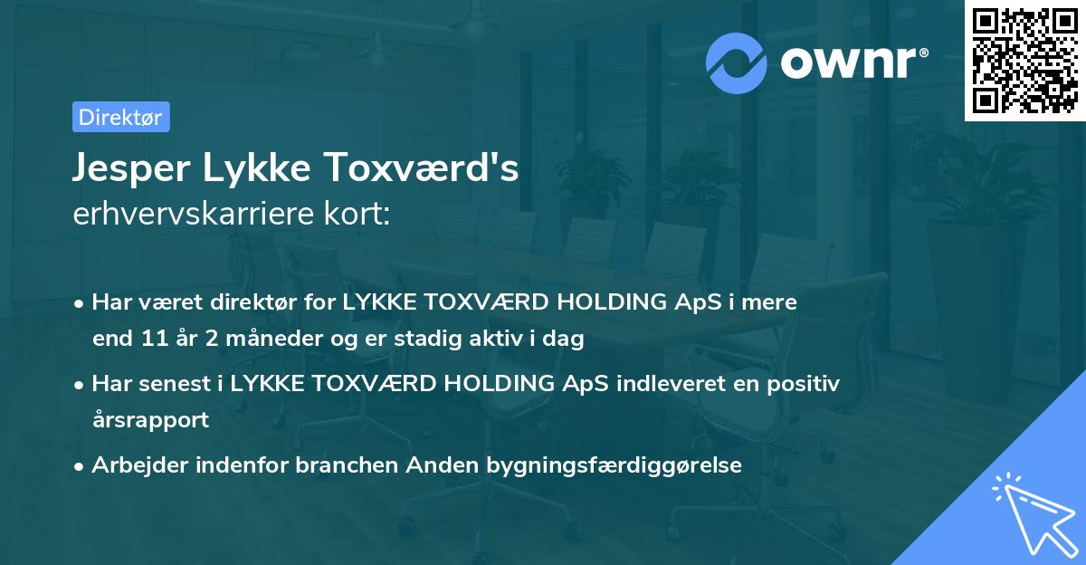 Jesper Lykke Toxværd's erhvervskarriere kort