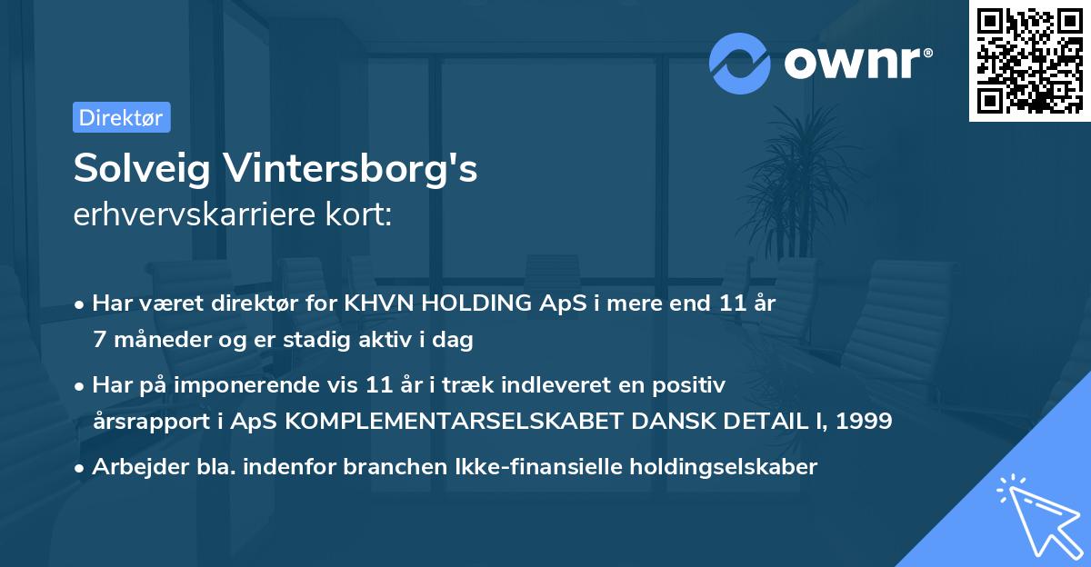 Solveig Vintersborg's erhvervskarriere kort
