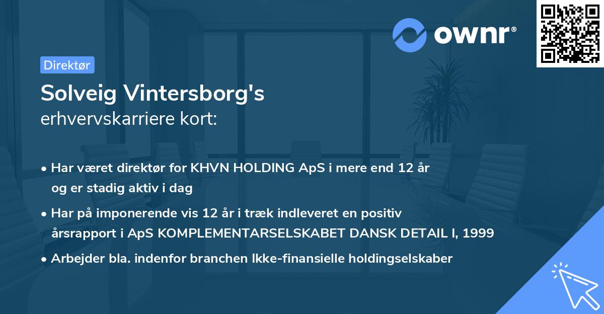 Solveig Vintersborg's erhvervskarriere kort