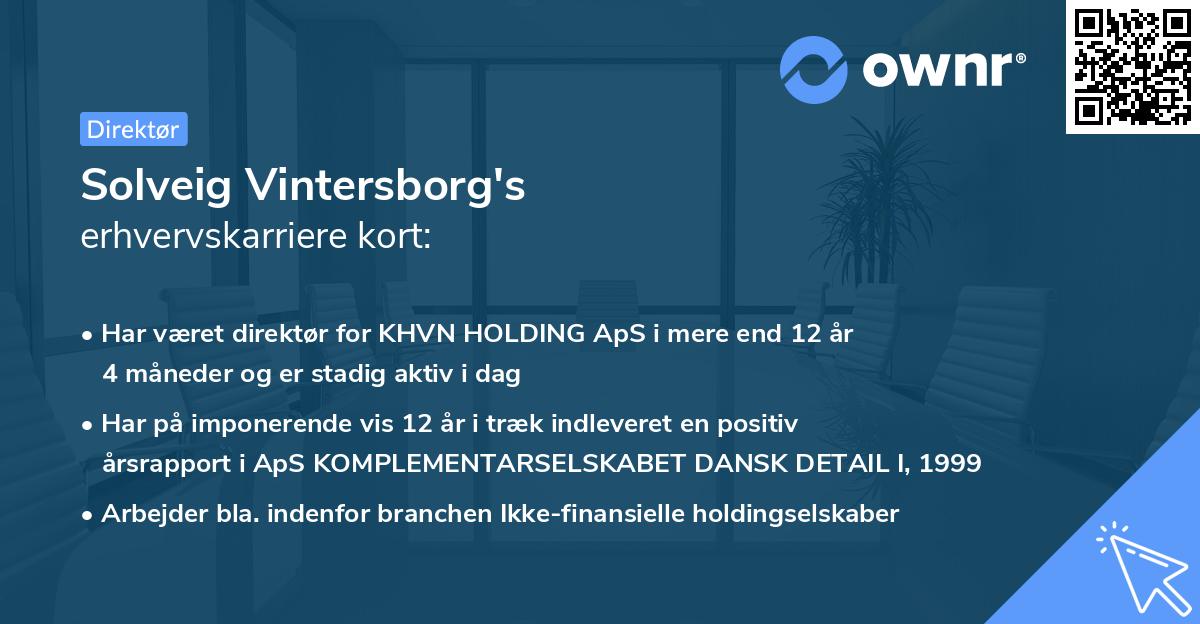 Solveig Vintersborg's erhvervskarriere kort
