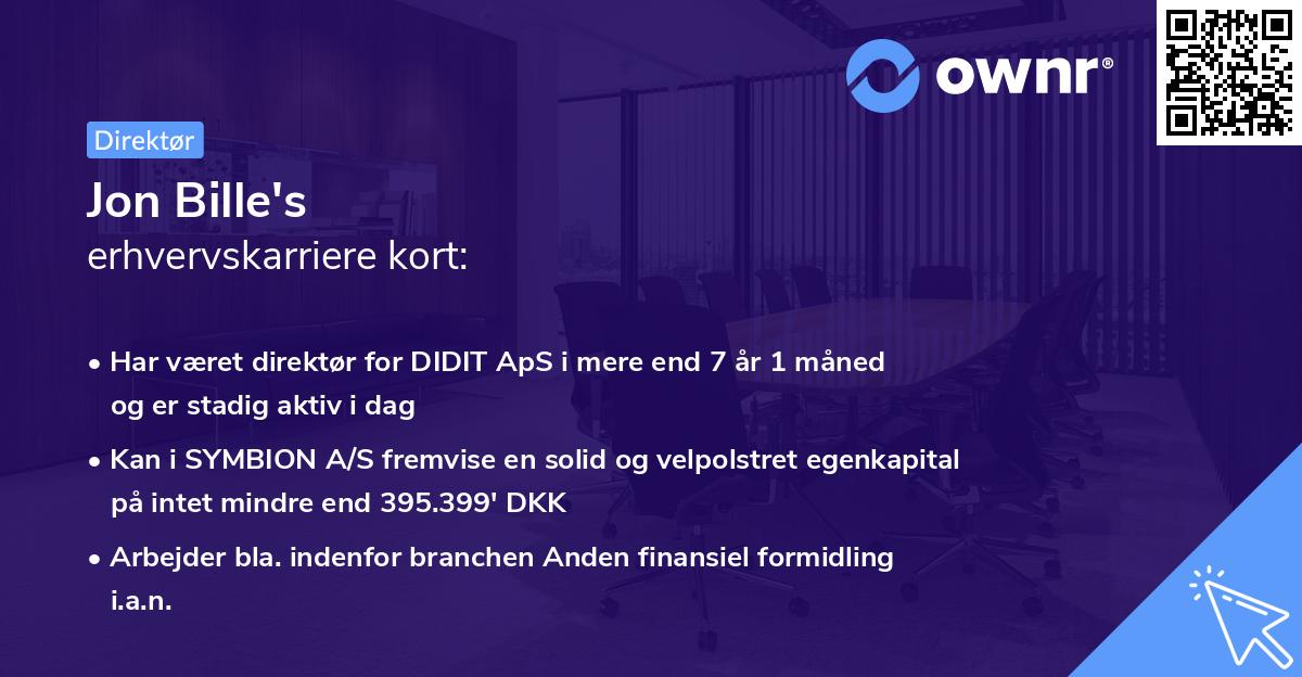 Jon Bille's erhvervskarriere kort