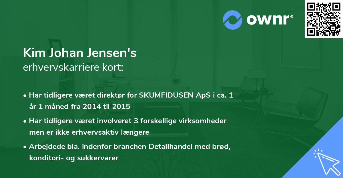 Kim Johan Jensen's erhvervskarriere kort