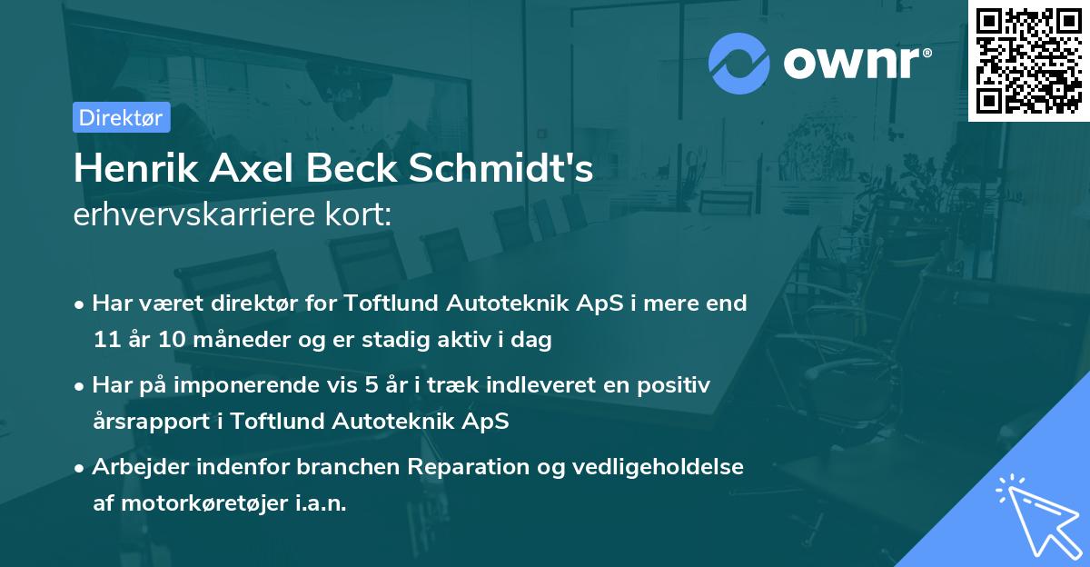 Henrik Axel Beck Schmidt's erhvervskarriere kort