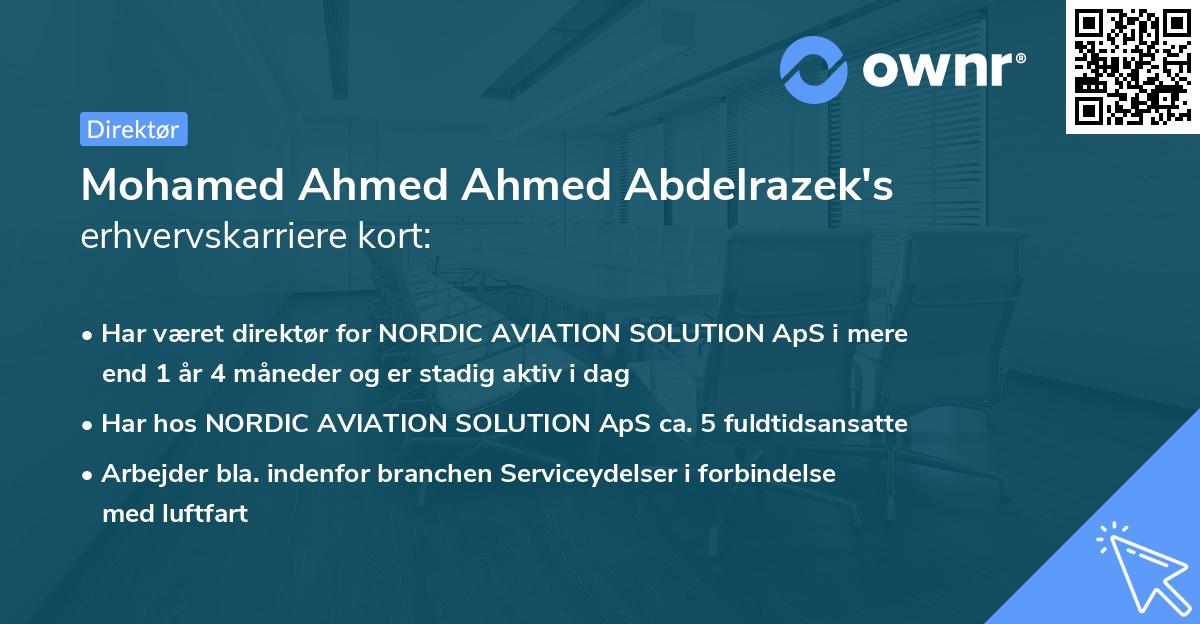 Mohamed Ahmed Ahmed Abdelrazek's erhvervskarriere kort