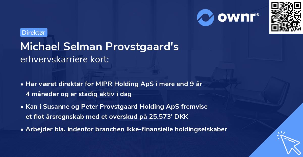 Michael Selman Provstgaard's erhvervskarriere kort