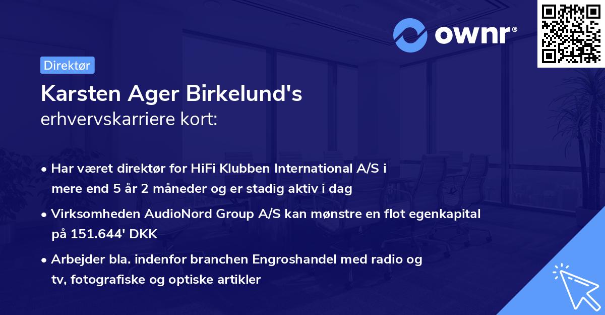 Karsten Ager Birkelund's erhvervskarriere kort