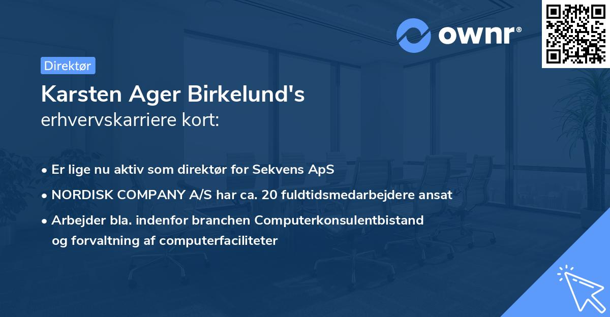 Karsten Ager Birkelund's erhvervskarriere kort