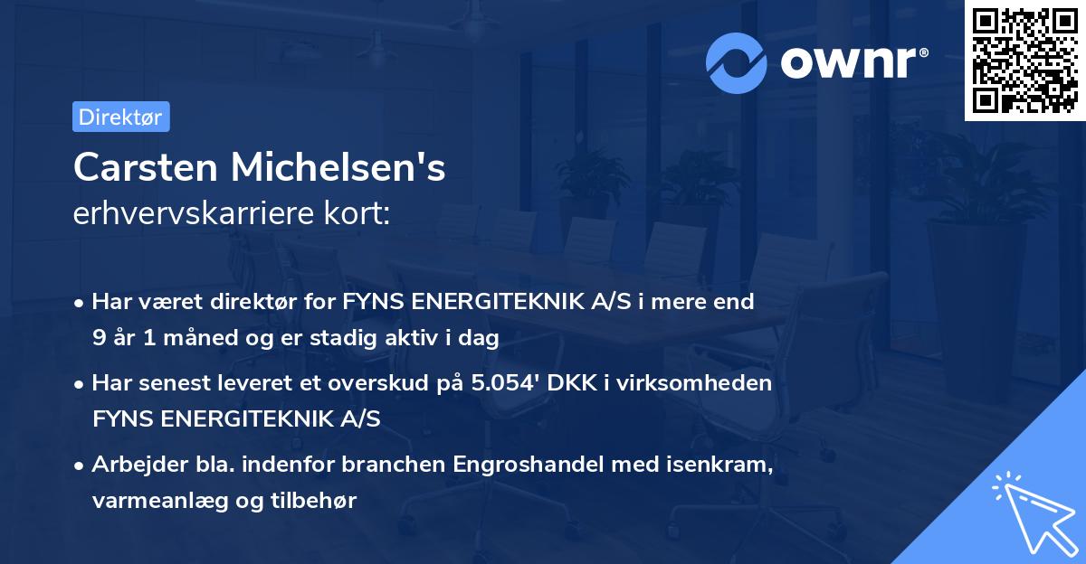 Carsten Michelsen's erhvervskarriere kort
