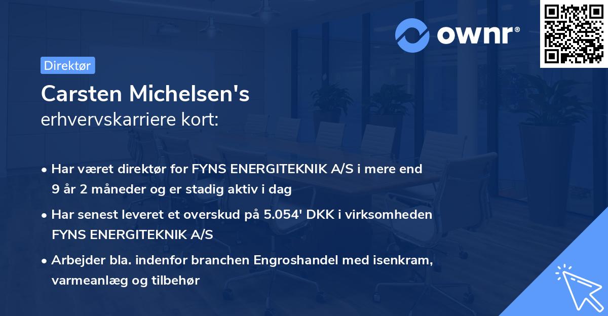 Carsten Michelsen's erhvervskarriere kort
