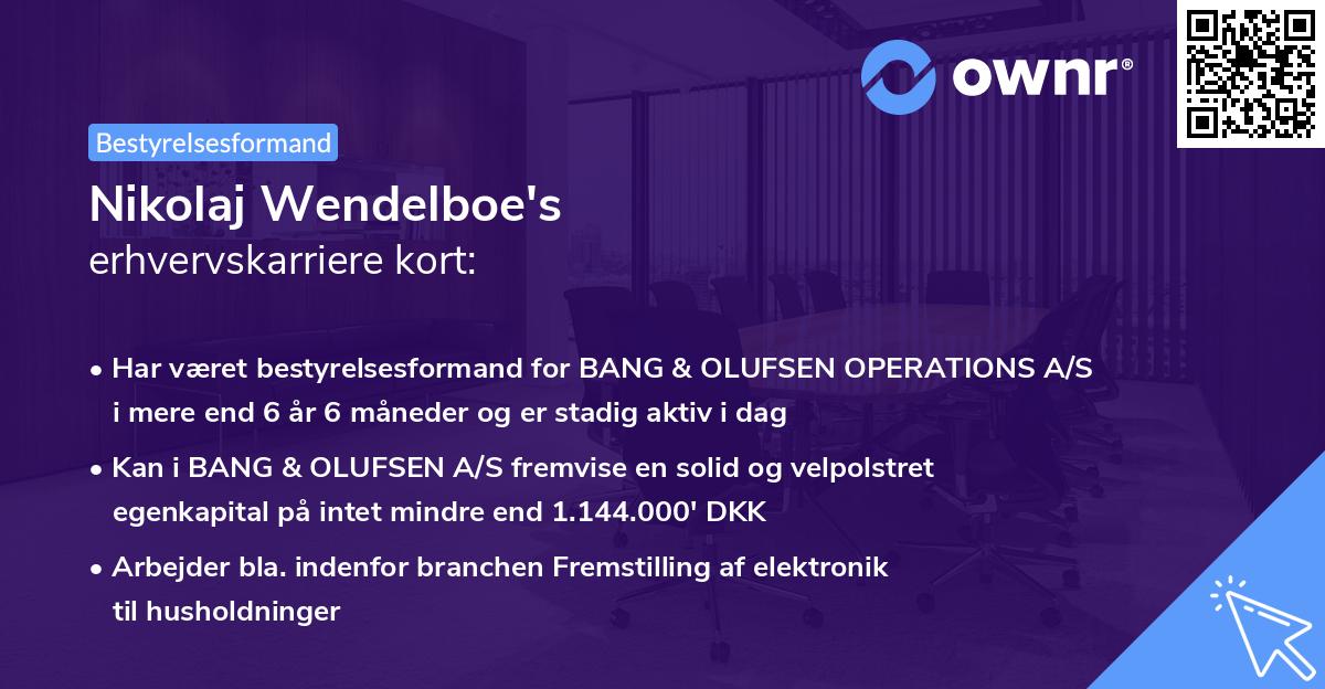 Nikolaj Wendelboe's erhvervskarriere kort
