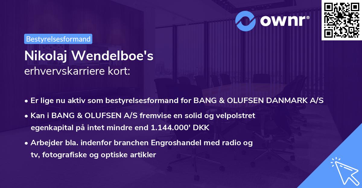 Nikolaj Wendelboe's erhvervskarriere kort