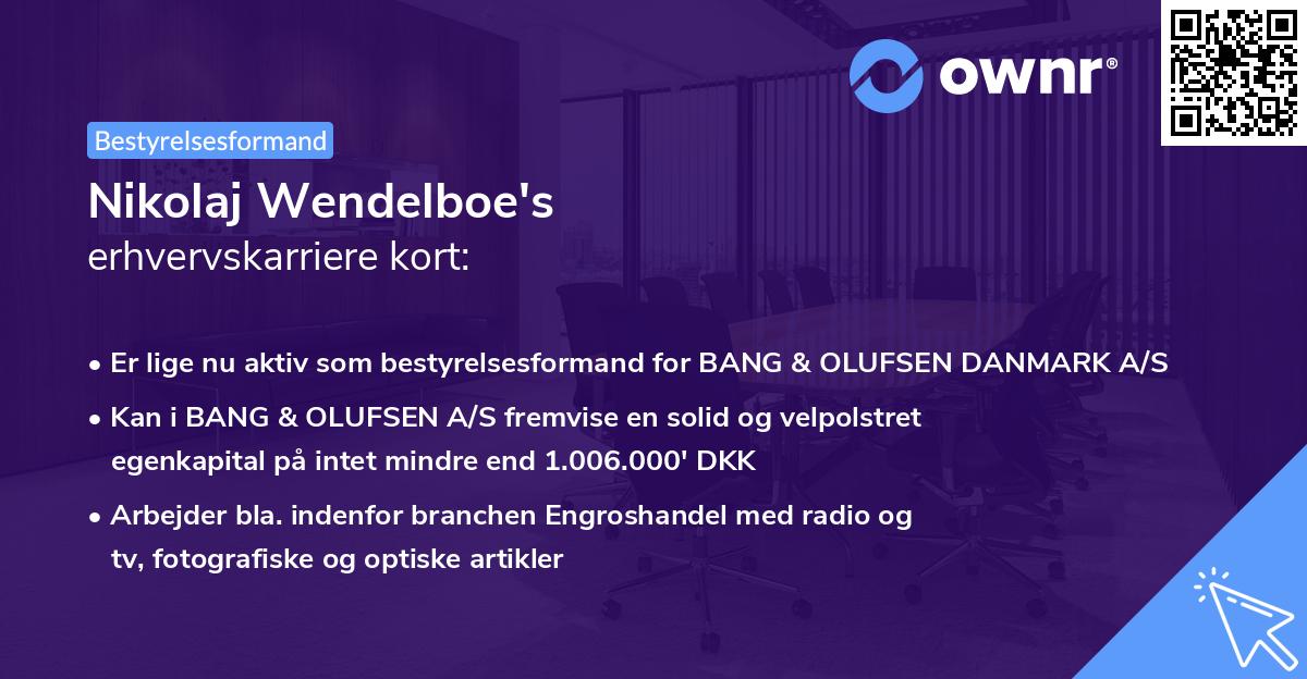 Nikolaj Wendelboe's erhvervskarriere kort