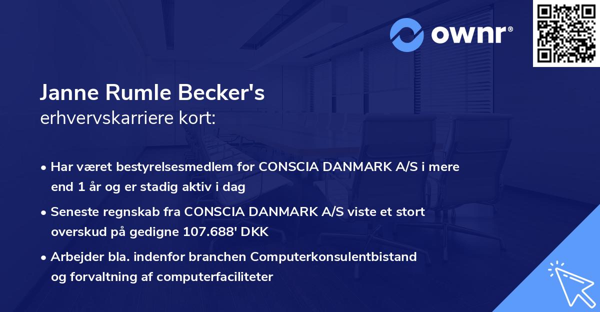 Janne Rumle Becker's erhvervskarriere kort
