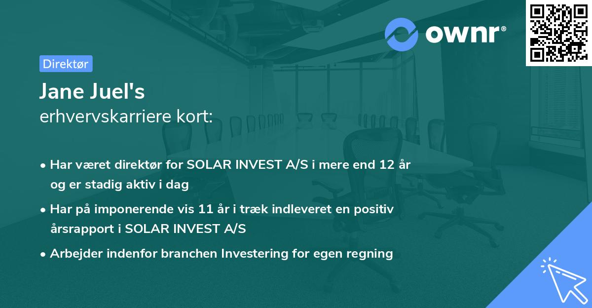 Jane Juel's erhvervskarriere kort