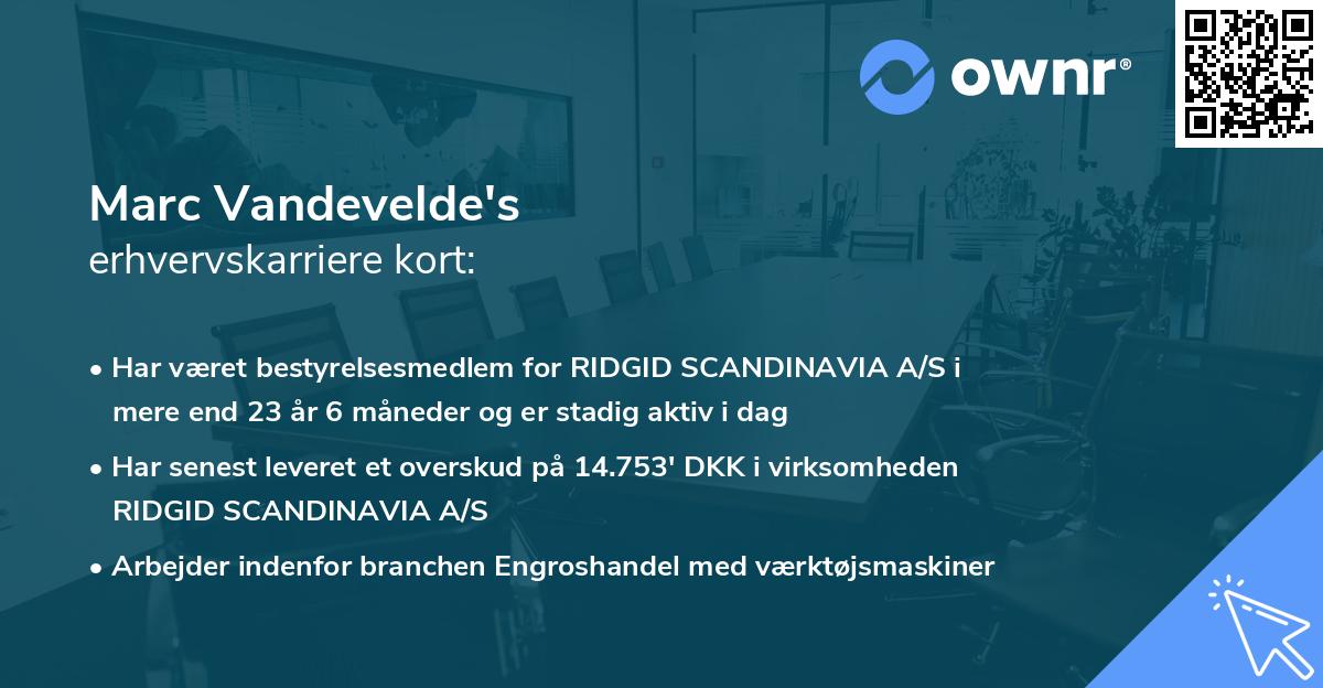Marc Vandevelde's erhvervskarriere kort
